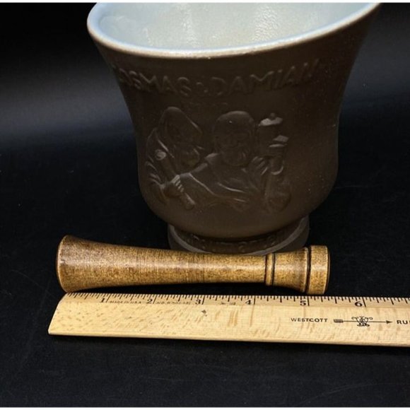 Schering Cosmas & Damian Coricidin Mortar & Pestle Apothecary Pharmaceutical A - Picture 10 of 12